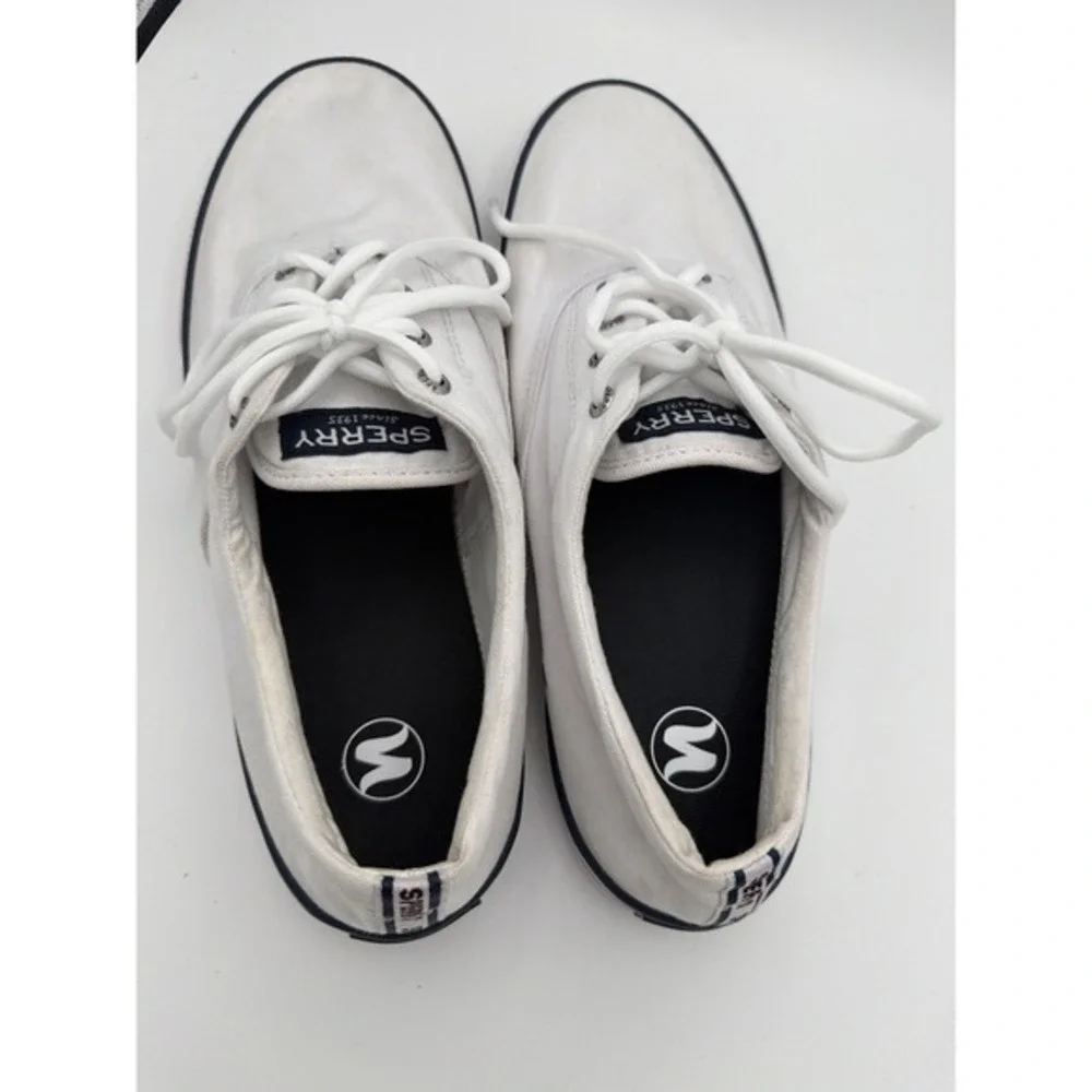 Sperry‎ Men's White Size 13 Canvas Sneakers Lace-Up Casual Boat Shoes.     1586